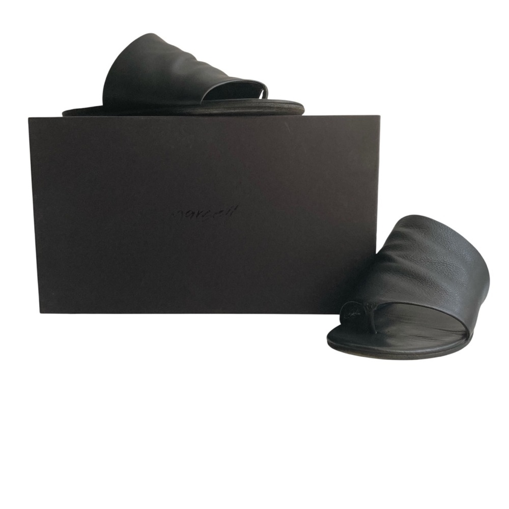 MARSELL | Black Flat Slide ‘Arsella’ Leather Thong Sandals Size 37.5 Italy